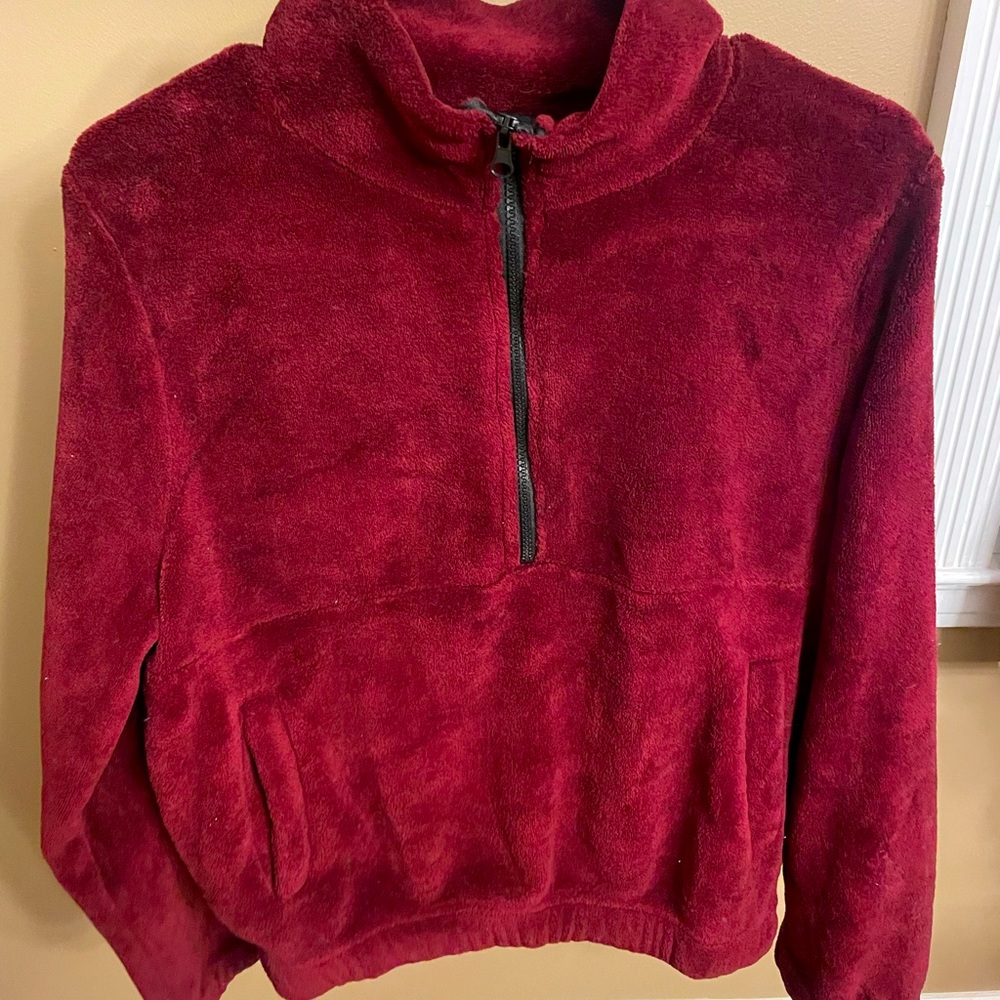 Super Soft Maroon Quarter Zip Pullover - image 1